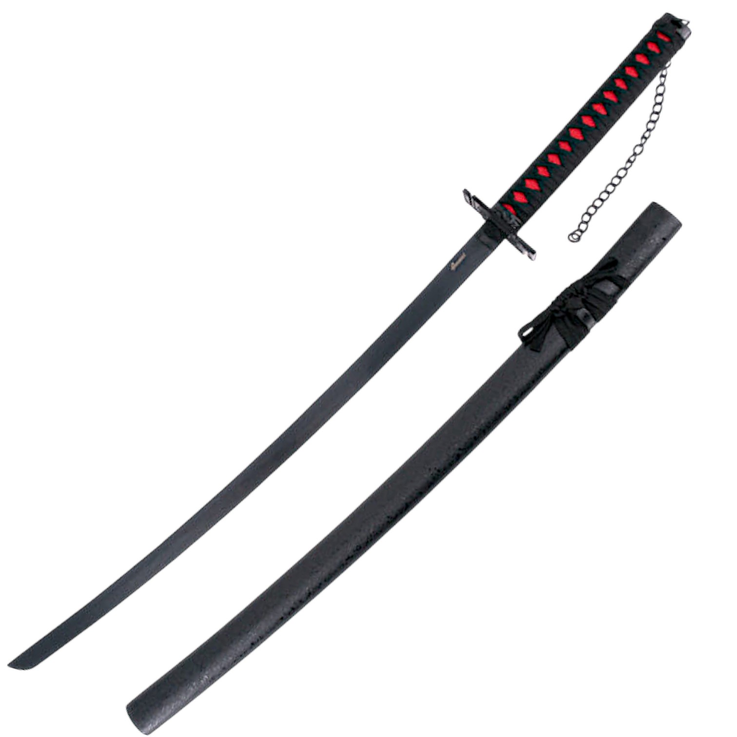 Katana Tensa Zangetsu Hollow Ichigo di Bleach con manico nero e f...
