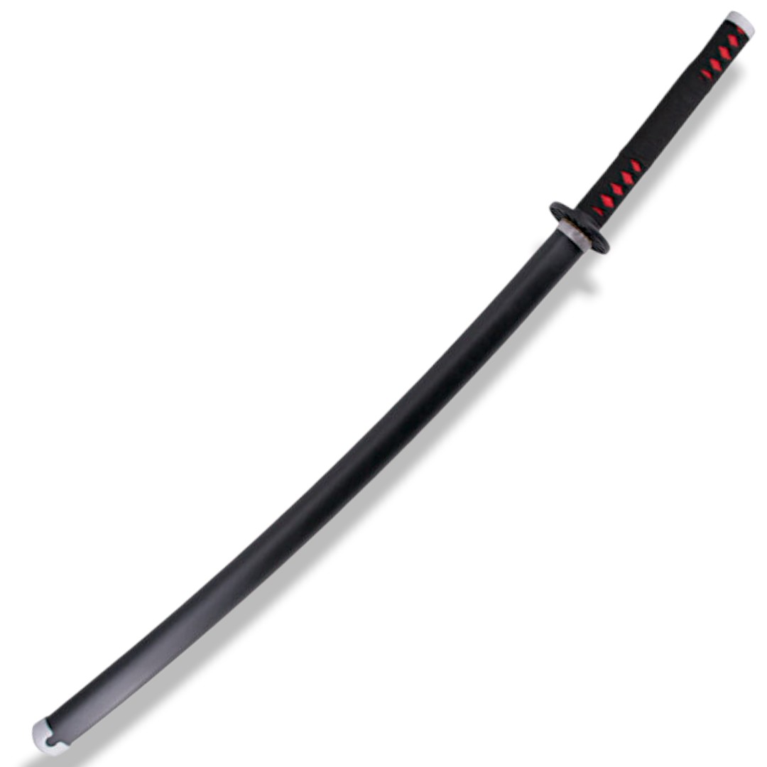 Katana fonctionnel de Kamado Tanjirou avec lame en acier au carbone et fourreau noir