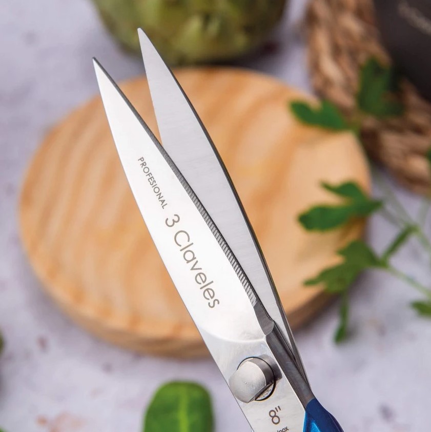 Ciseaux de cuisine Master blue 8" en acier inoxydable avec finition brillante
