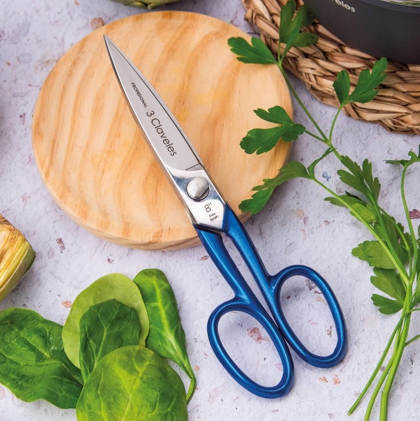 Ciseaux de cuisine Master blue 8" en acier inoxydable avec finition brillante