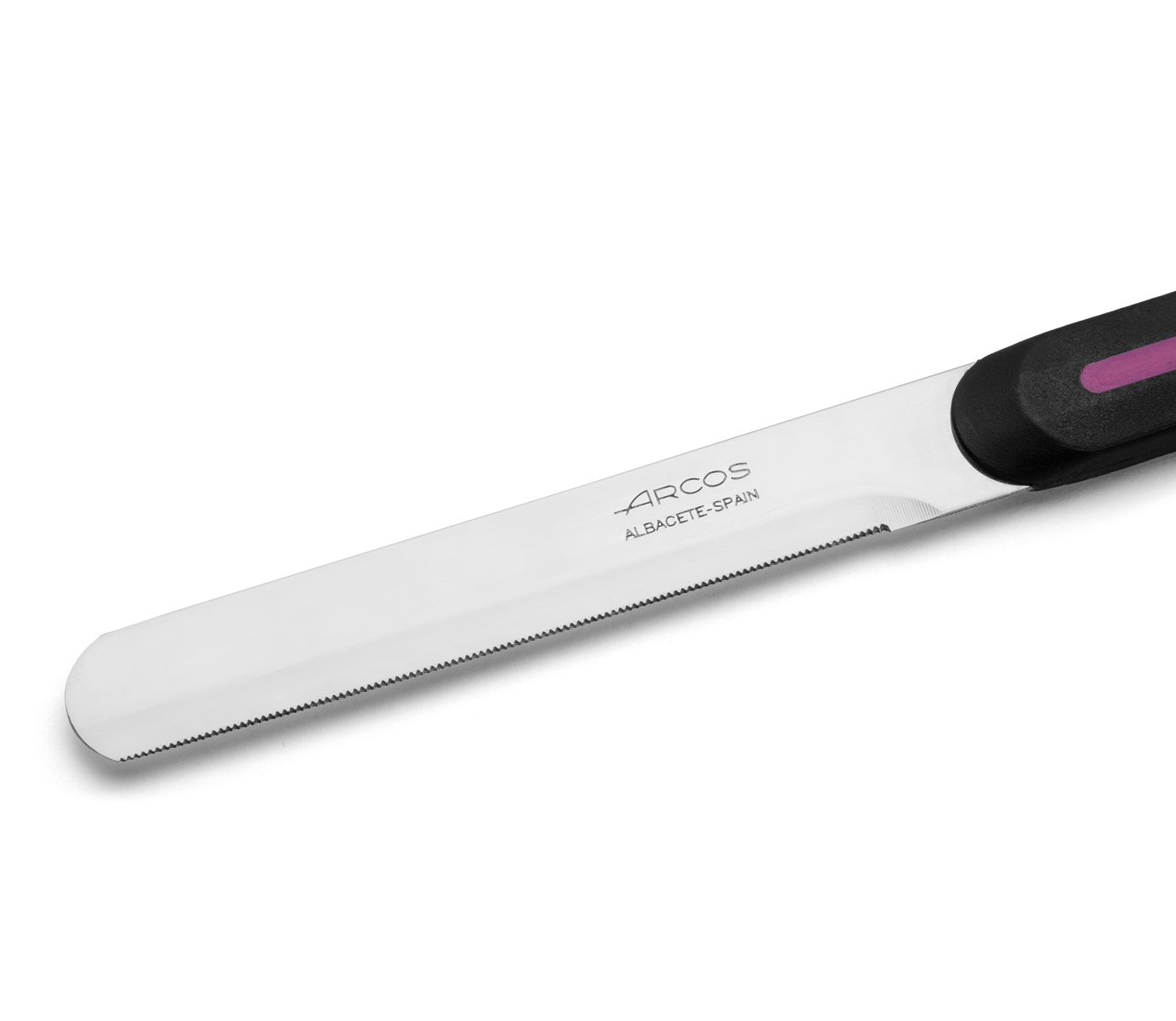 Arcos Nitrum black and pink table knife with 10 cm micro-pearl blade