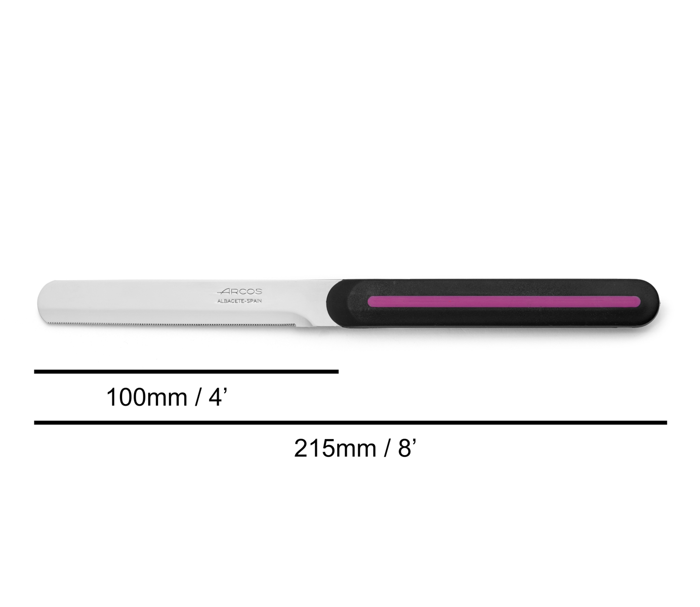 Arcos Nitrum black and pink table knife with 10 cm micro-pearl blade