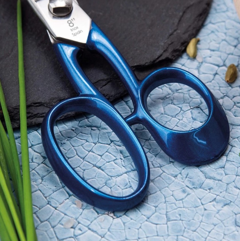 Ciseaux de cuisine professionnels 8" en acier inoxydable avec manche bleu