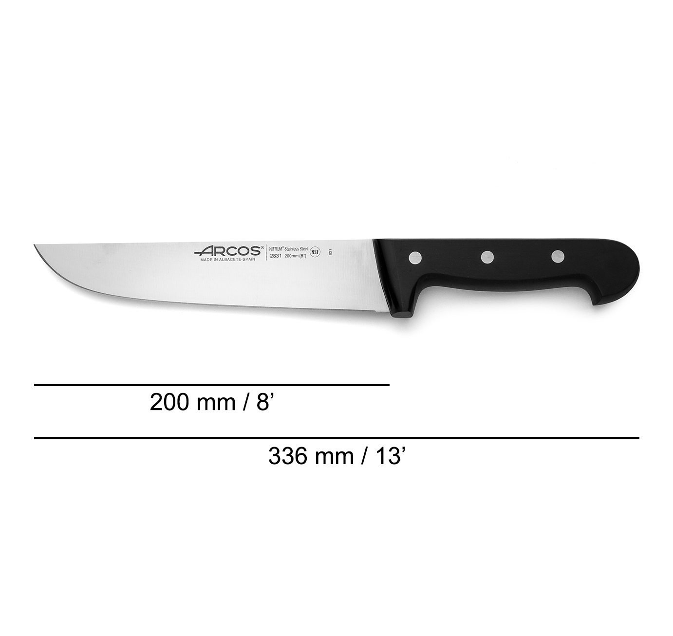 Arcos Universal-Fleischermesser, gerade, mit 20 cm Klinge und Polyoxymethylen-Griff