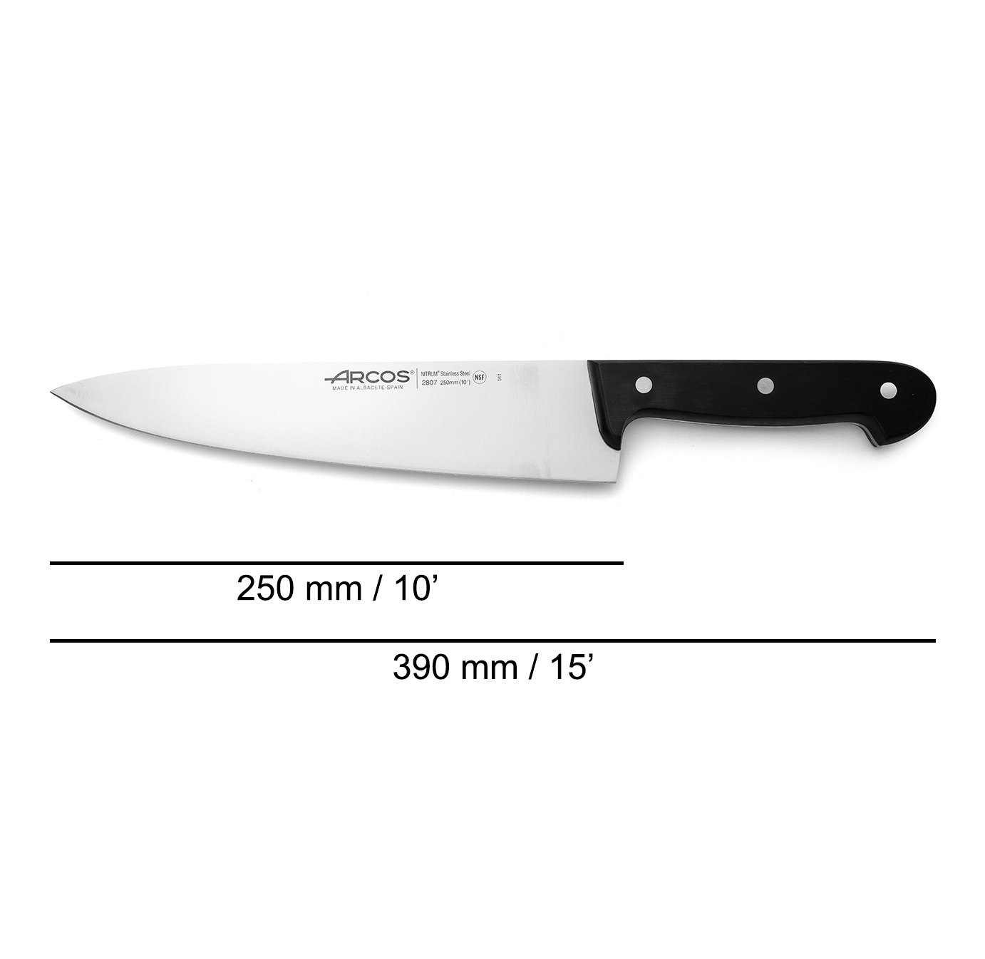 Cuchillo Cocinero Arcos Universal con hoja de 25 cm y mango de Polioximetileno