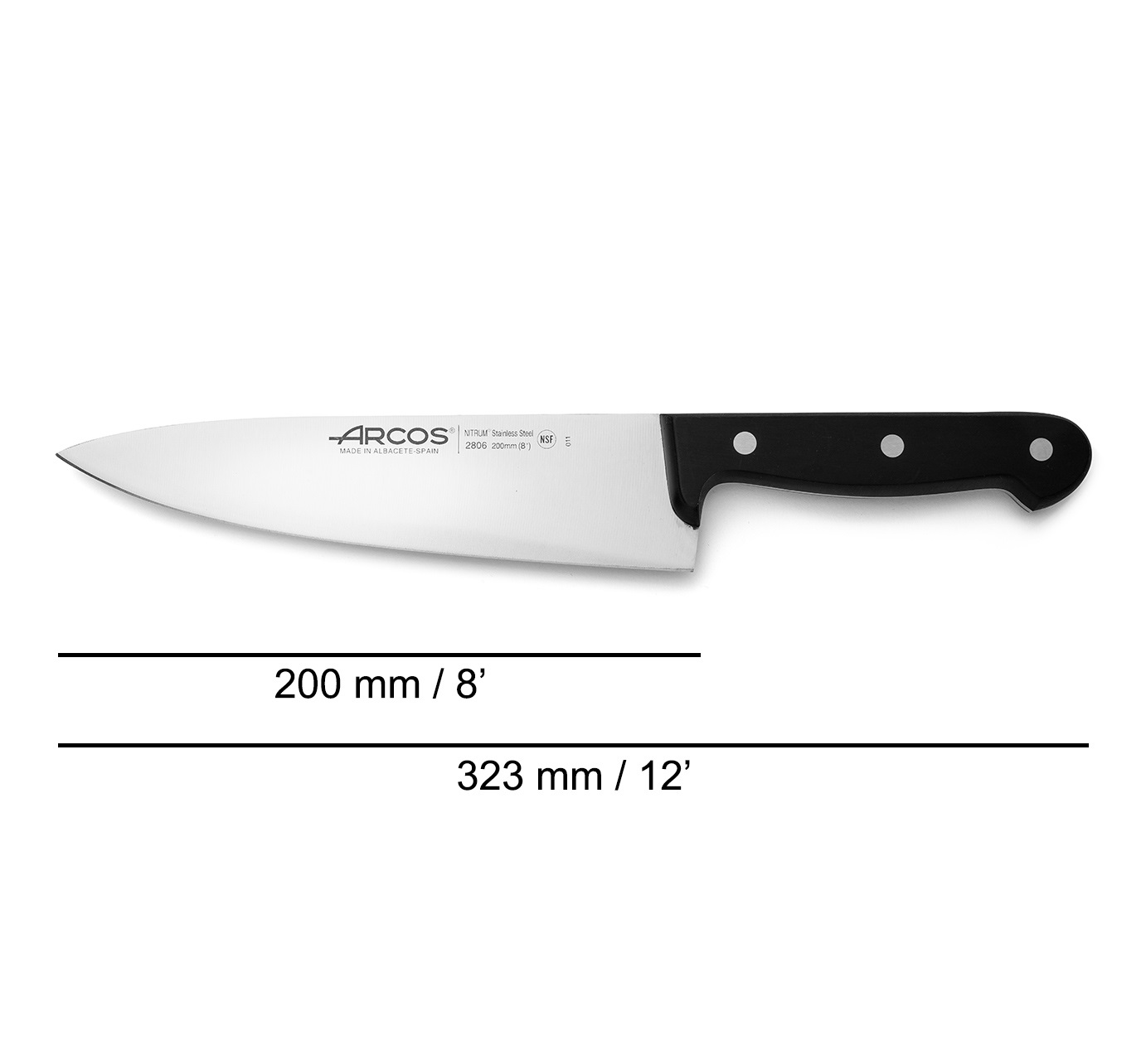 Faca de Chef Universal Arcos com lâmina de 20 cm e cabo em polioximetileno