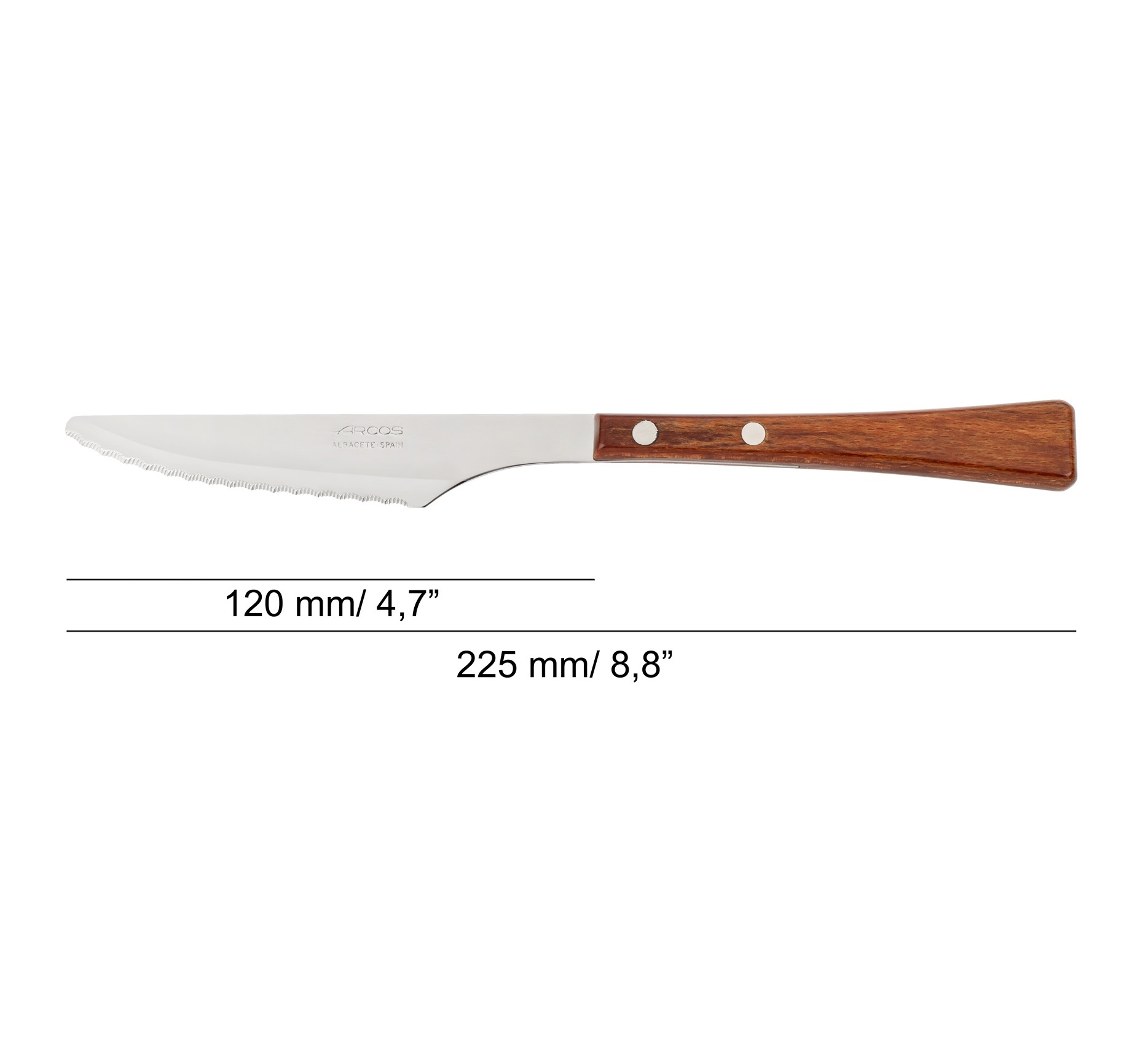 12 facas de mesa Arcos Manchega de 120 mm com cabos de madeira comprimida