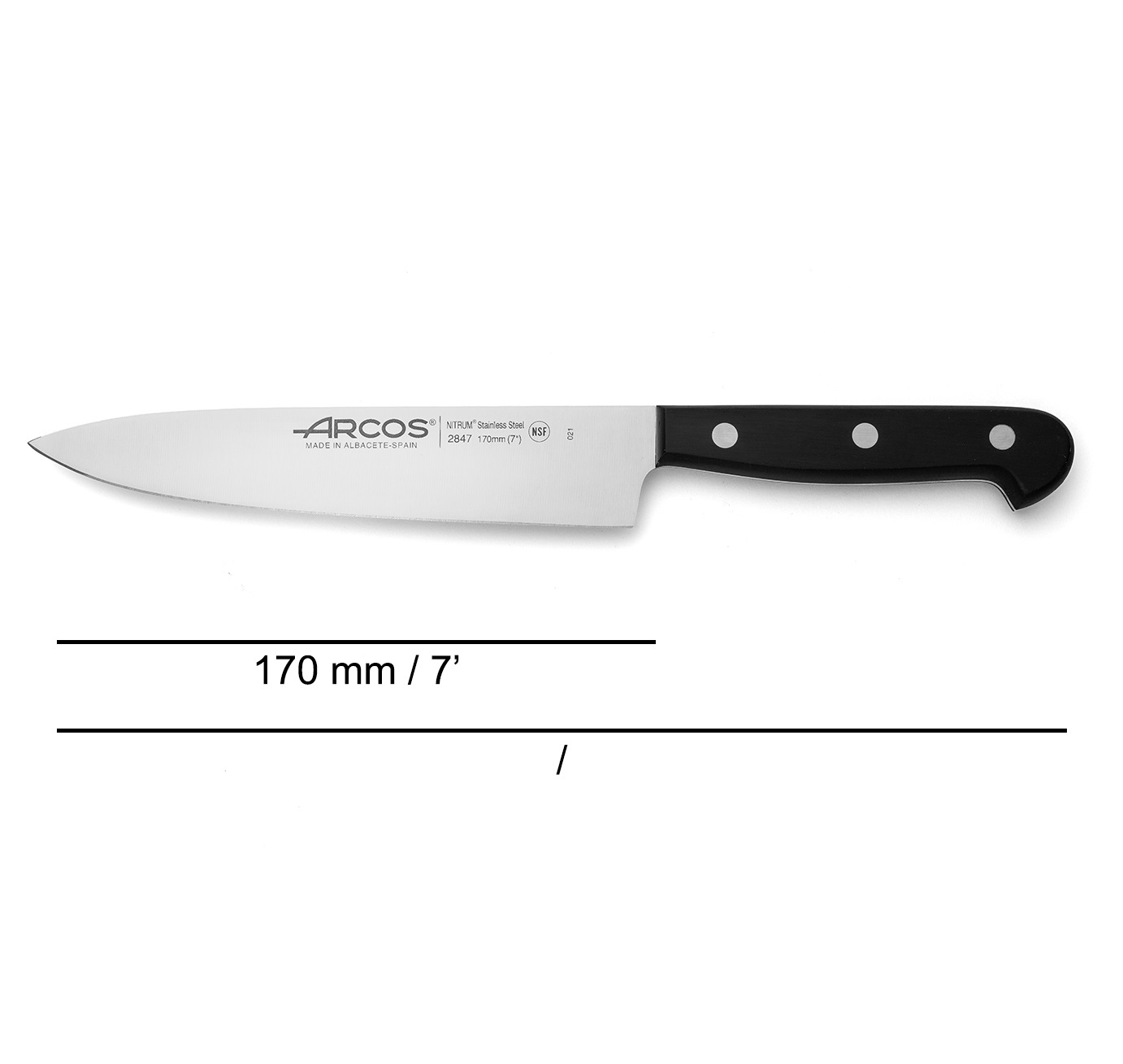 Cuchillo cocinero Arcos Universal 170 mm con mango de polioximetileno negro