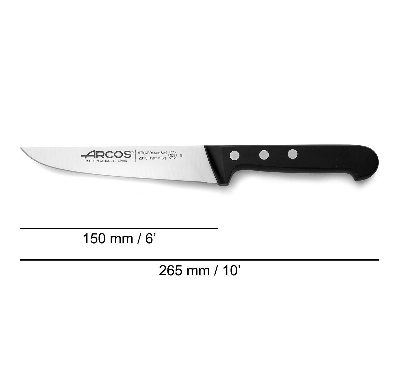 Cuchillo de cocina Arcos Universal 150 mm con mango de polioximetileno negro