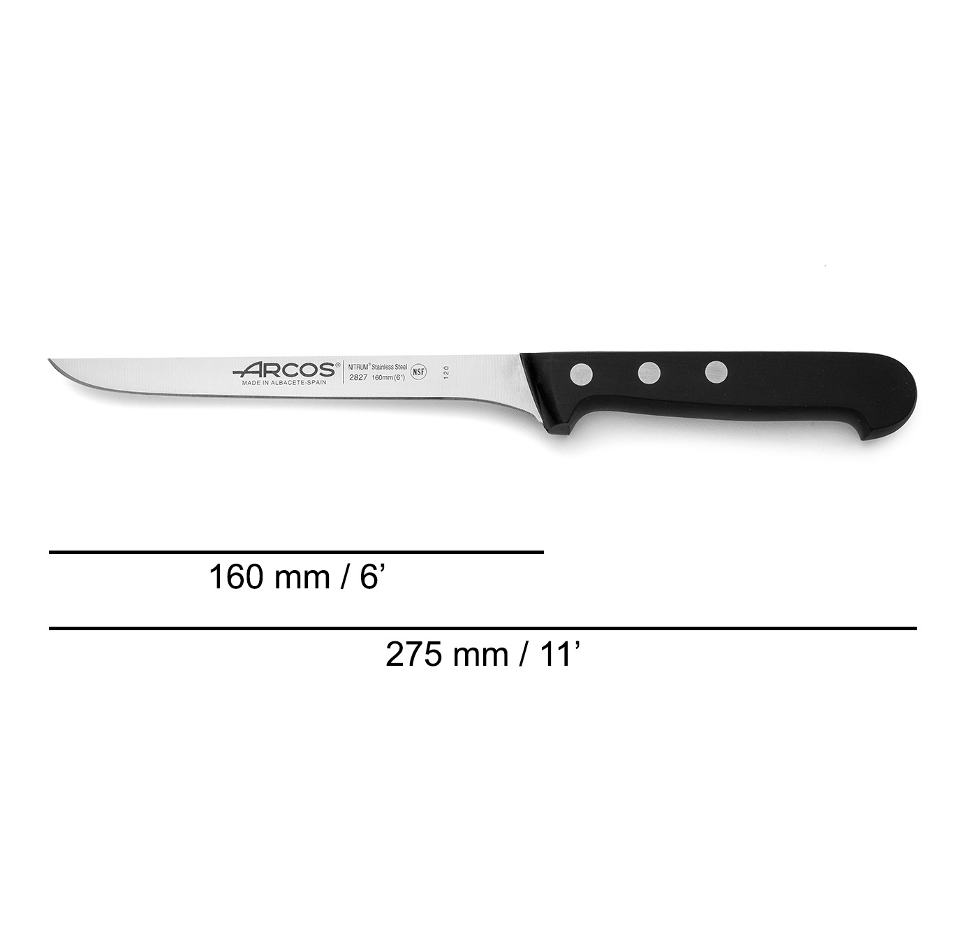 Coltello da filetto Arcos Universal da 160 mm con manico in poliossimetilene nero