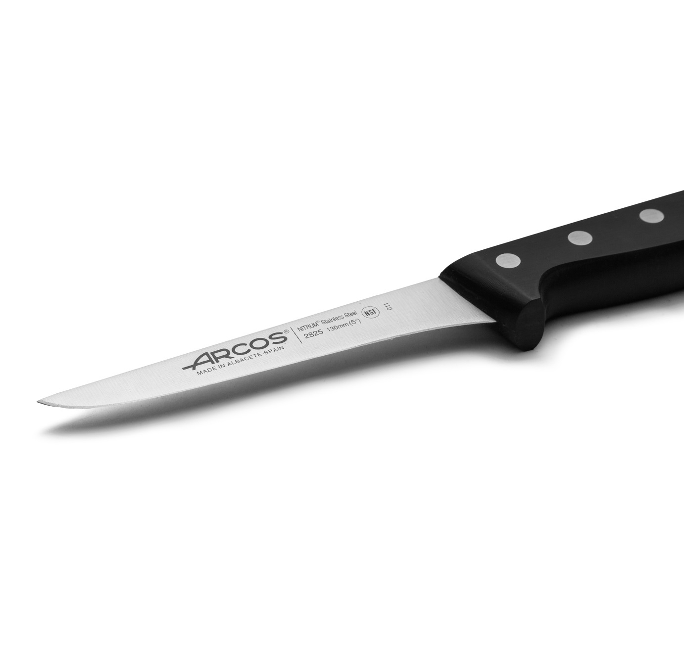 Arcos Universal Boning Knife with black polyoxymethylene handle and 130 mm blade