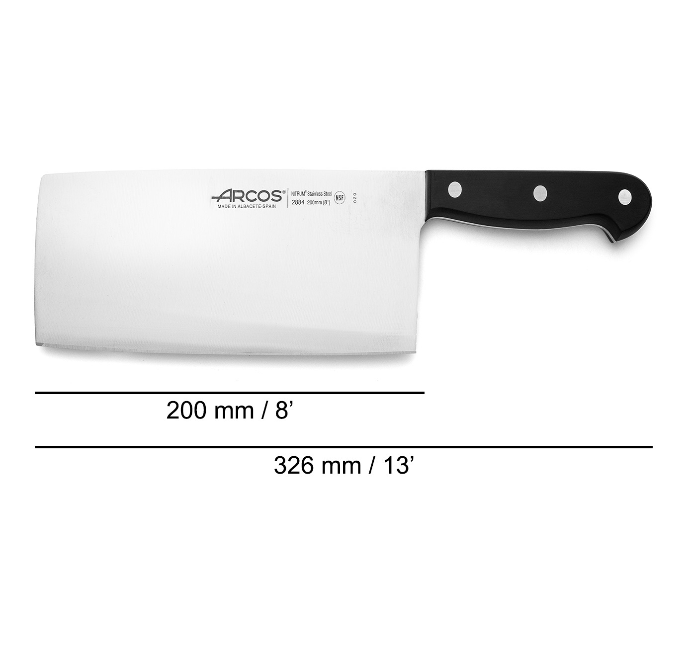 Macheta de cocinero Arcos Universal con mango de polioximetileno negro y hoja de 200 mm