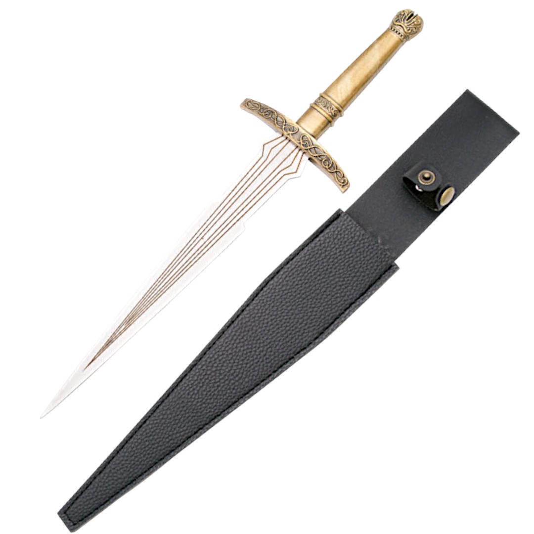 Dolch von Loki mit bronzefarbenem Griff und schwarzer Scheide