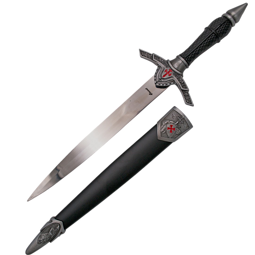 Antiker Dolch mit Jakobskreuz in rot