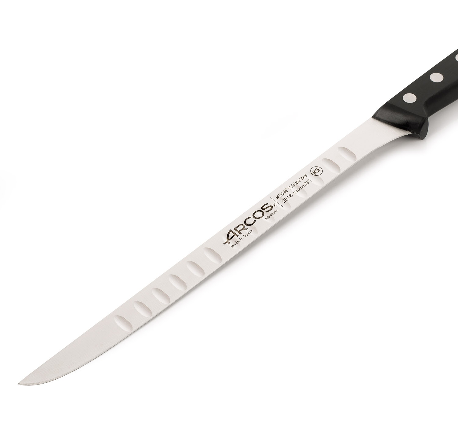 Arcos Schinkenmesser mit 24 cm langer Kullenklinge, Serie Universal, und Griff aus Polyoxymethylen