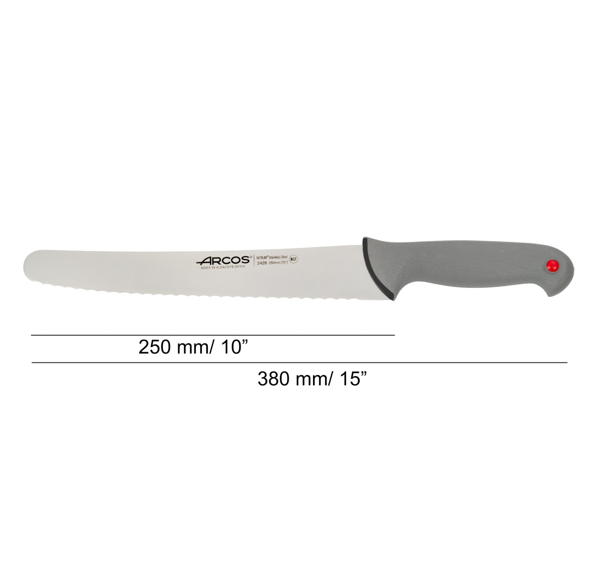 Arcos Konditorenmesser mit 25 cm Perlglanzklinge, Farbe Prof, grauer Doppelspritzgussgriff