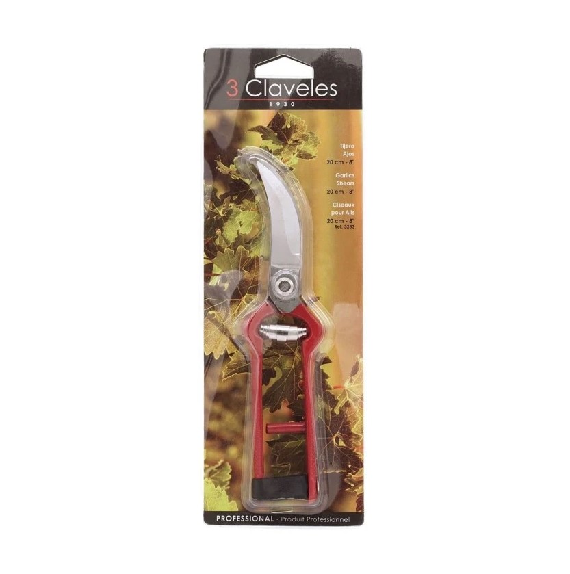 Tesoura de alho 20 cm com cabo esmaltado 3 Claveles