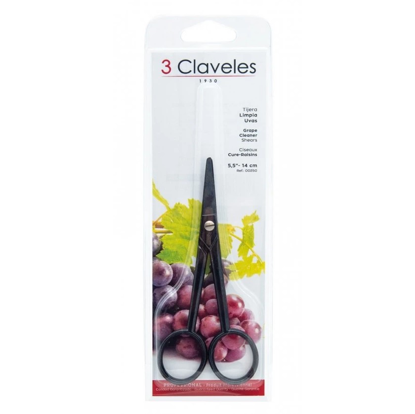 Ciseaux de nettoyage de raisin forgés noirs 3 Claveles