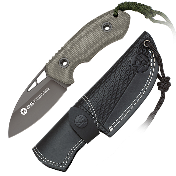 Couteau monobloc en K25 avec manche en micarta vert