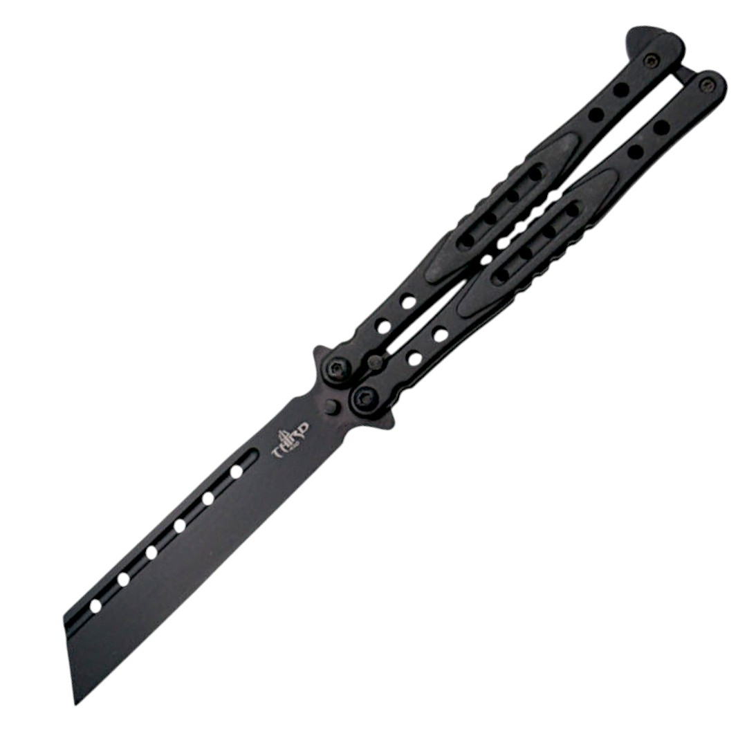 Navaja mariposa negra con punta tanto