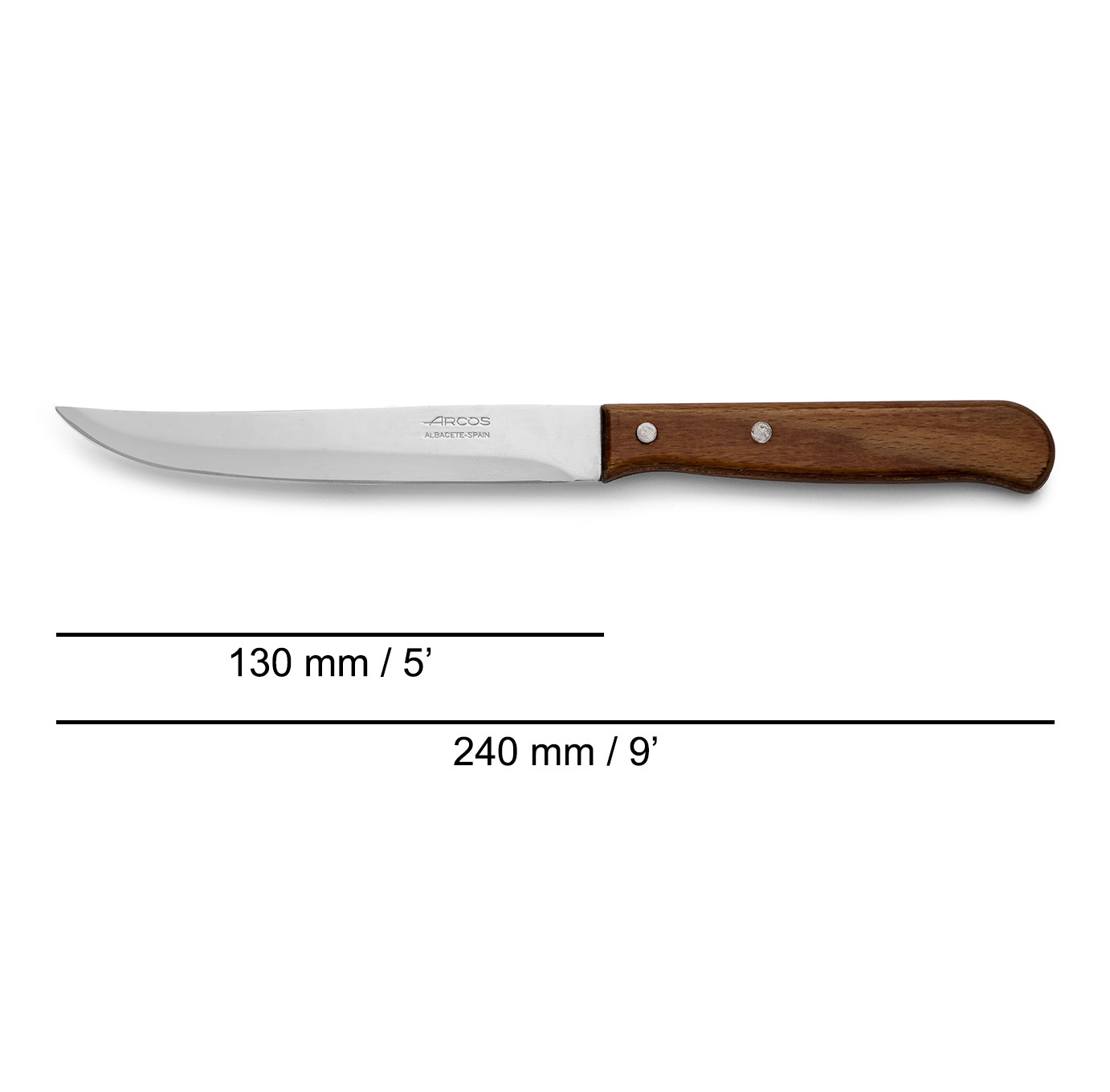 Cuchillo de cocina Arcos serie latina con mango de madera y hoja de 130 mm