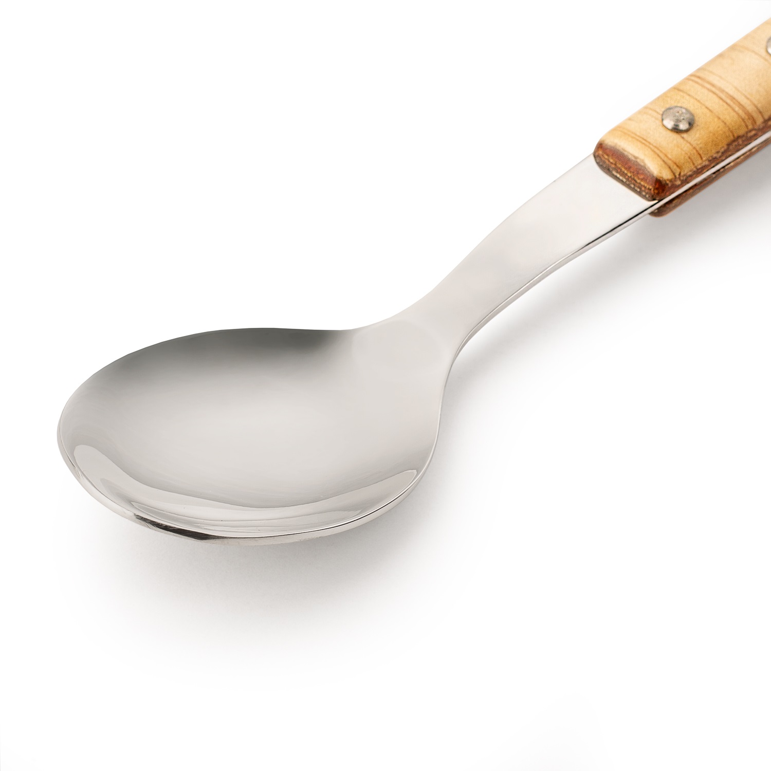 12 Arcos-Esslöffel (205 mm) mit hellbraunem Griff aus Pressholz