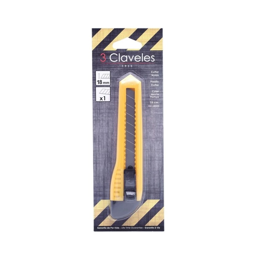 Cortador de 18 mm com cabo de nylon e fecho de segurança 3 Claveles