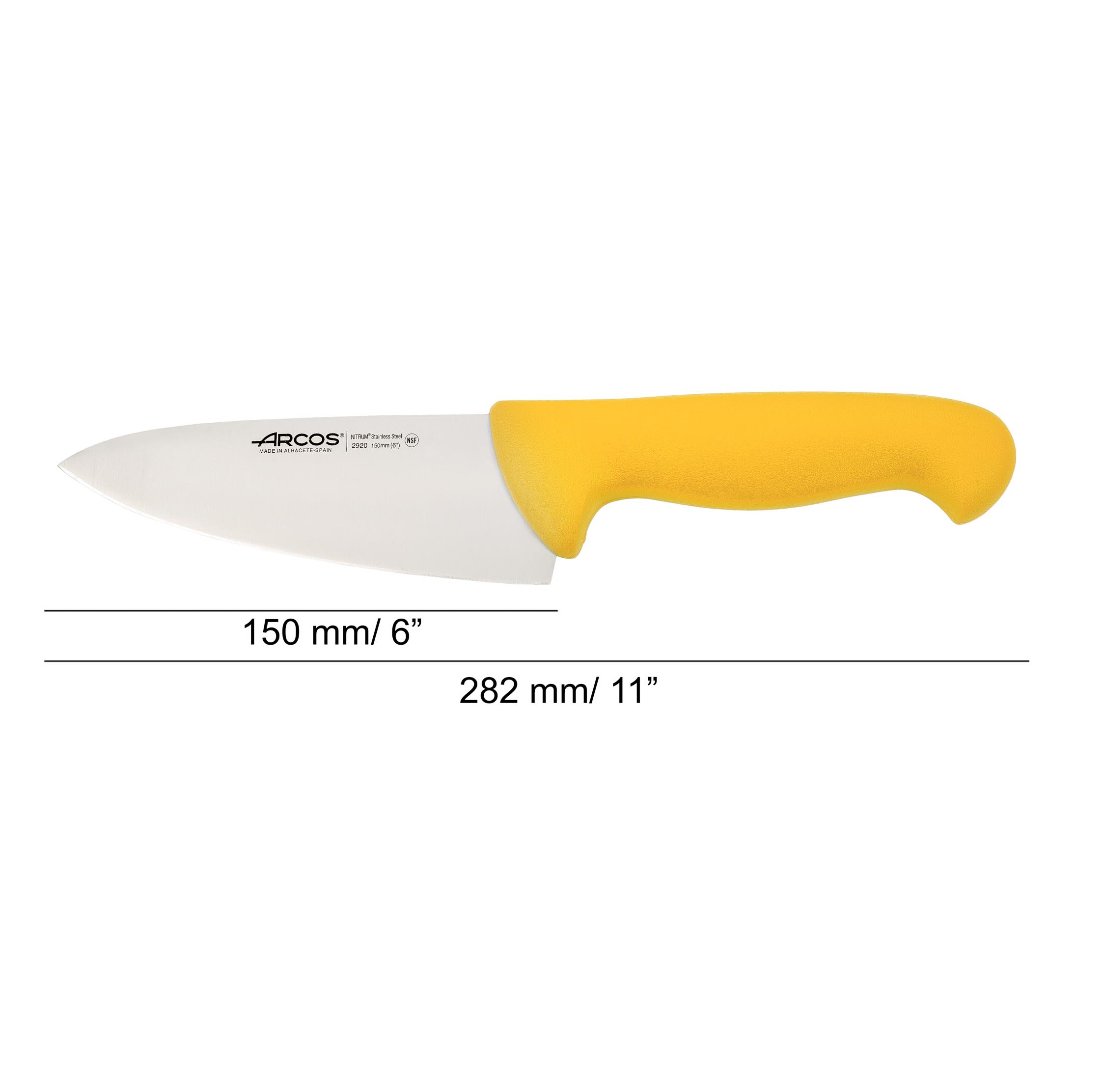 Cuchillo cocinero ancho con hoja de 15 cm y mango de plástico de colores
