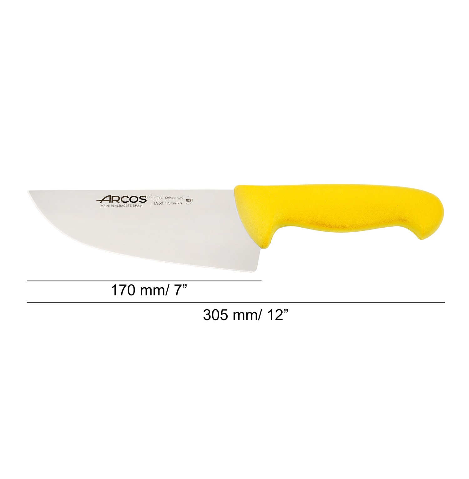 Arcos 170mm butcher's knife with colored polypropylene injection molding handle