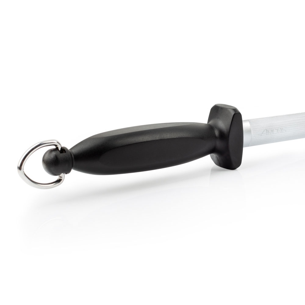 Temperamatite Arcos 300x20 mm in acciaio al carbonio cromato con manico in polipropilene nero e gancio