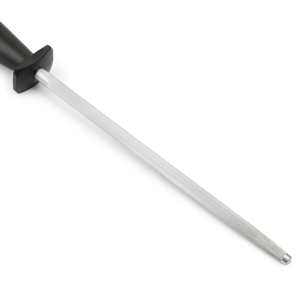 Arcos 230x10 mm verchromter Anspitzer aus Kohlenstoffstahl mit schwarzem Polypropylengriff und Haken