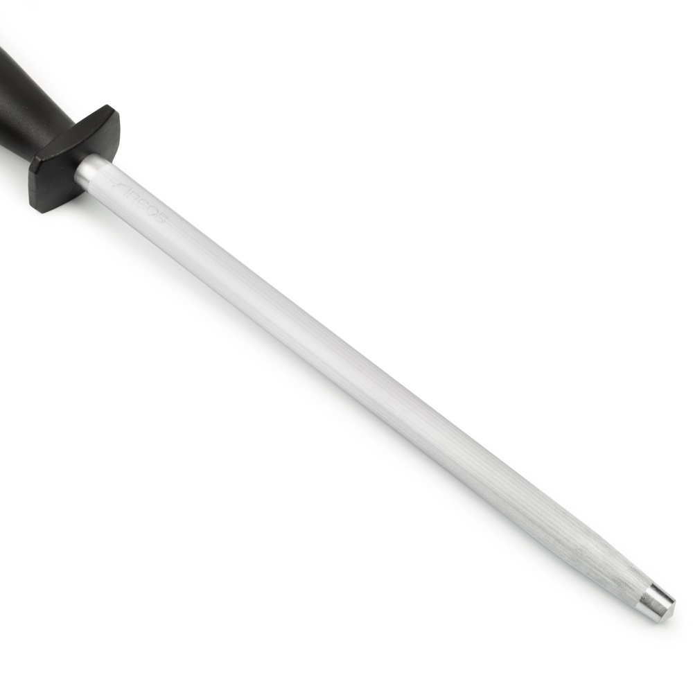 Arcos 250x13 mm verchromter Anspitzer aus Kohlenstoffstahl mit schwarzem Polypropylengriff und Haken