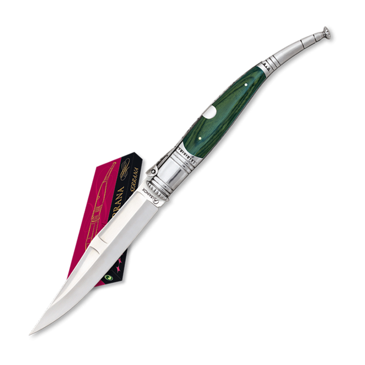 Coltellino serrato con manico verde stamina di Albainox