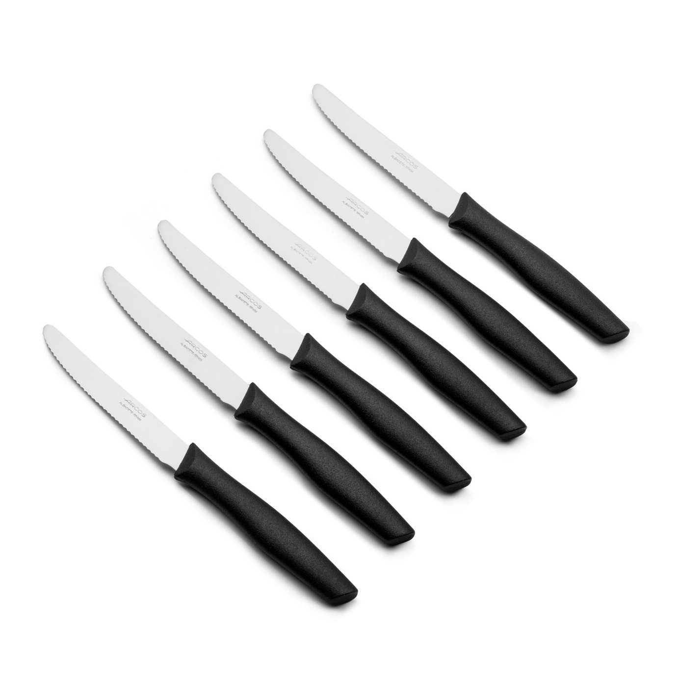 Pack of 6 Arcos Nova serrated table knives with 110 mm blade and ...