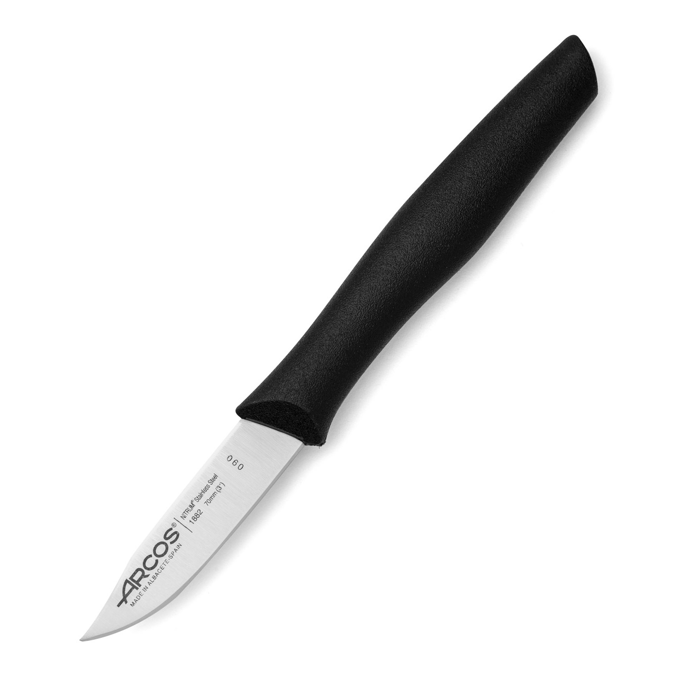 Arcos Nova paring knives with pointed tips, 70mm blade, black pol...