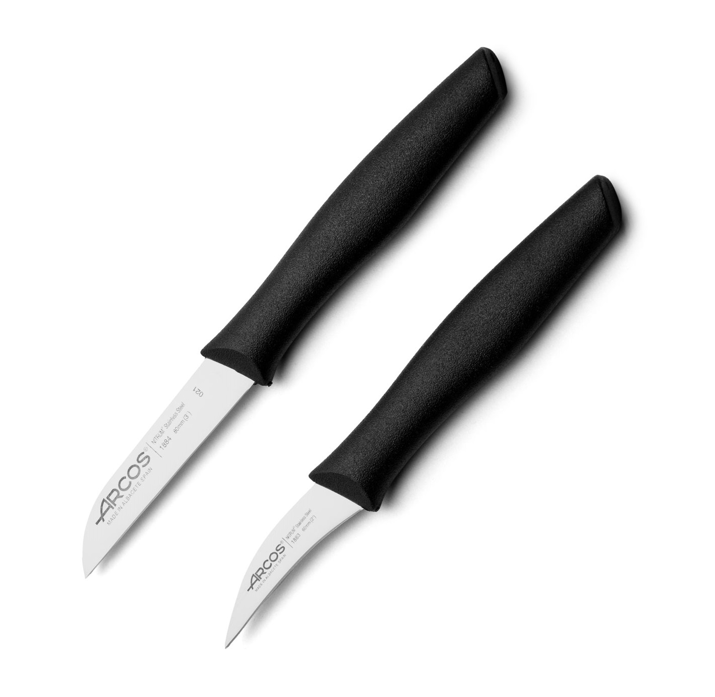 Arcos Nova set of 2 paring knives: 1 curved with a 60mm blade and...