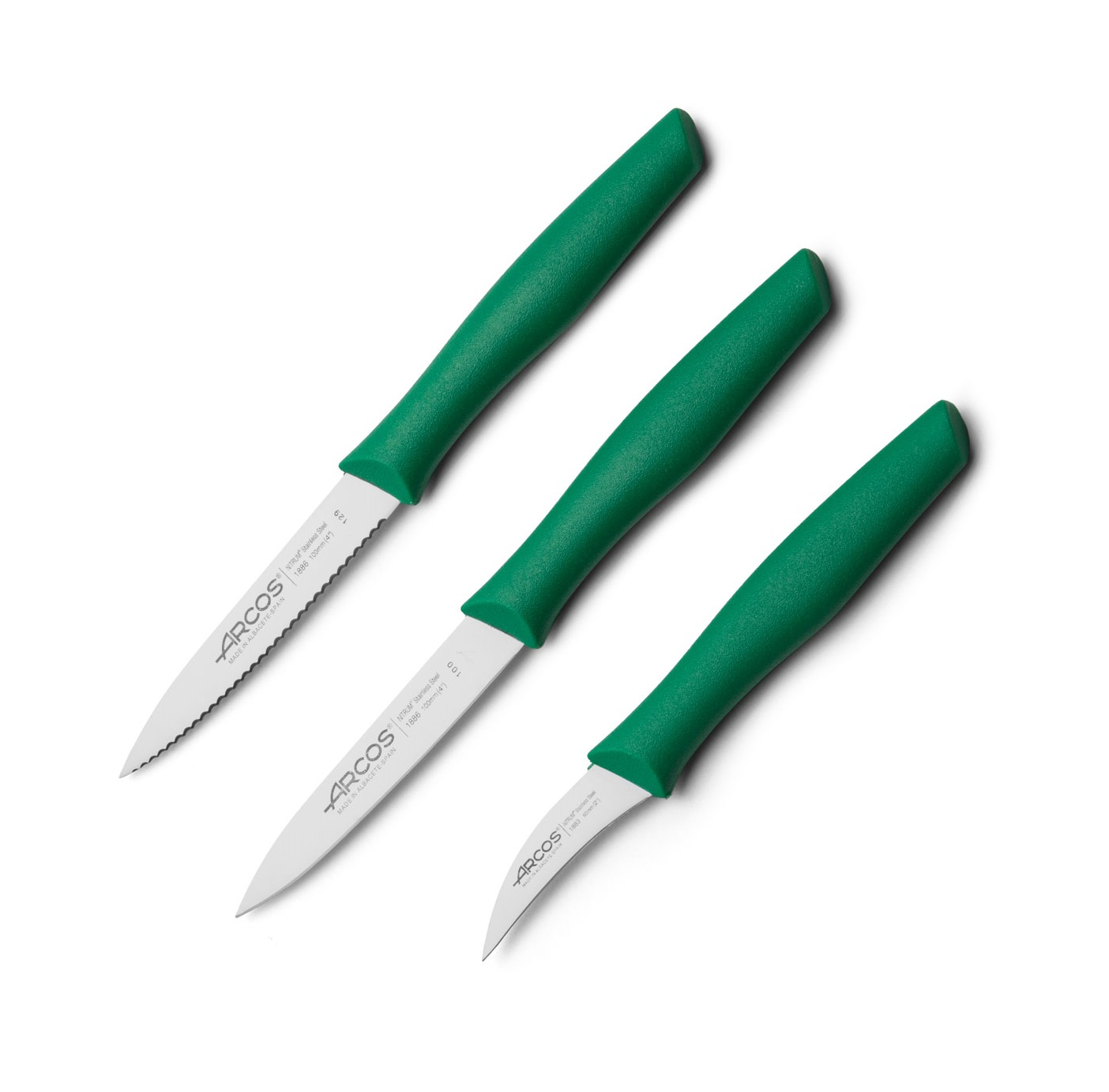 Arcos Nova 3-piece paring knife set: 1 curved knife with a 60mm b...