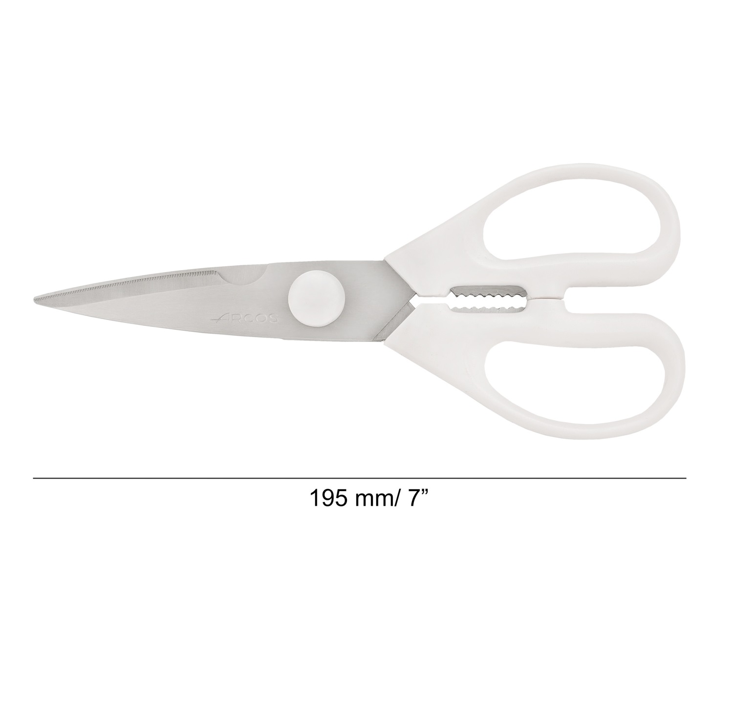 Arcos 195 mm kitchen scissors with white polypropylene handle