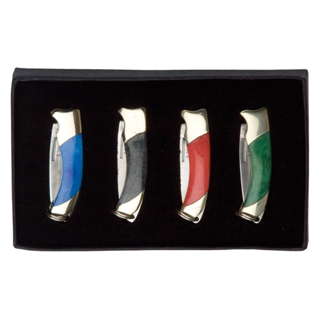 Set of 4 JKR miniature folding knives with straight bone handles ...