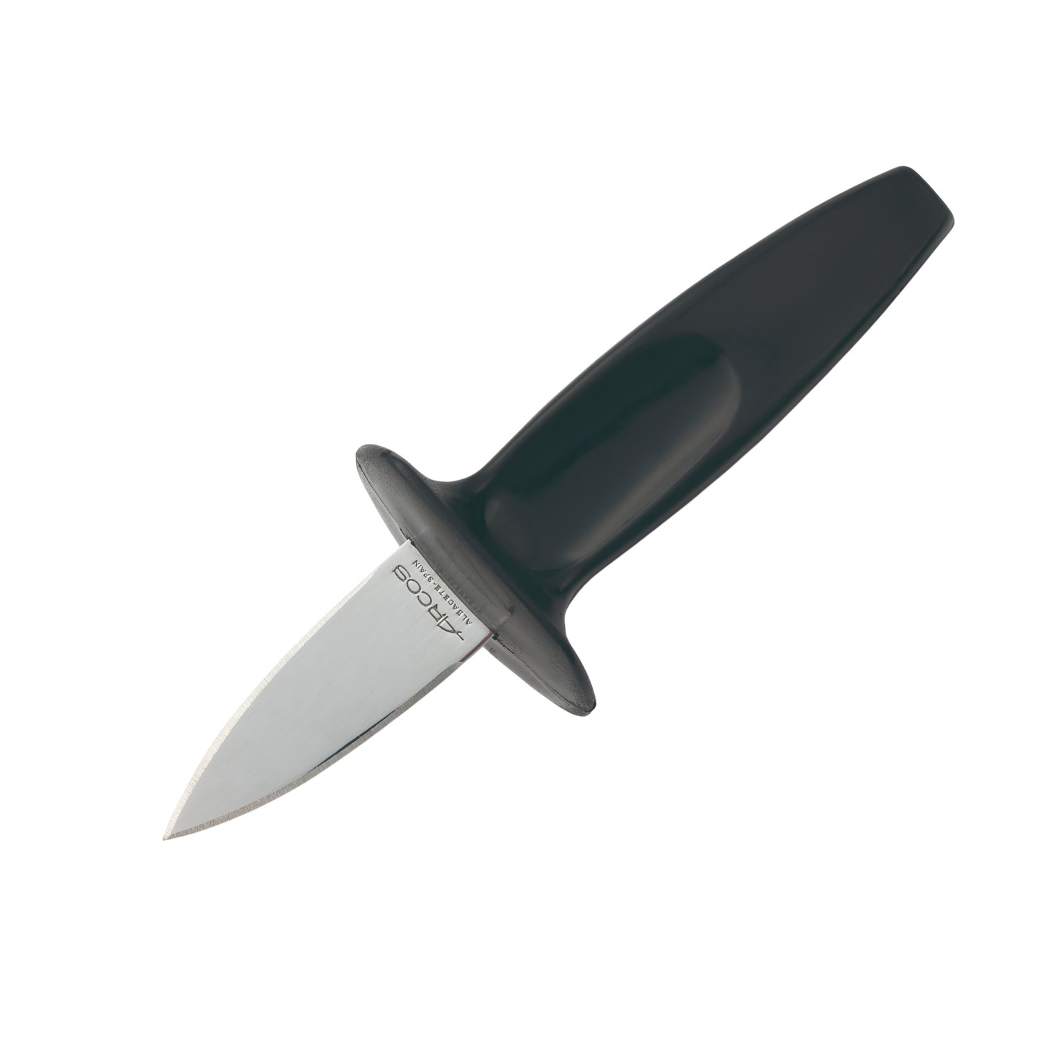 Arcos 60mm oyster knife with black polypropylene handle and finge...