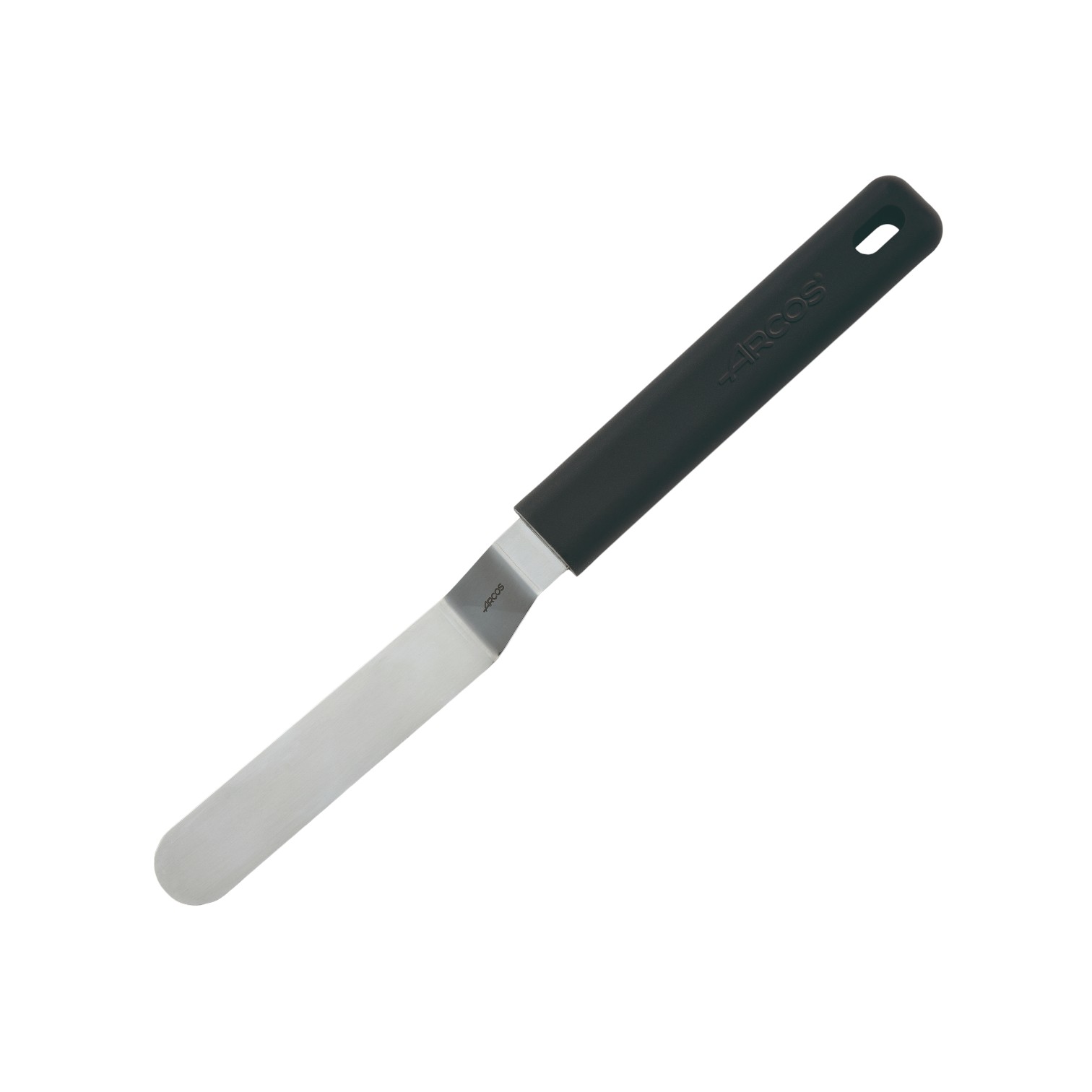 Arcos 90x20 mm angled plating spatula with black polypropylene ha...