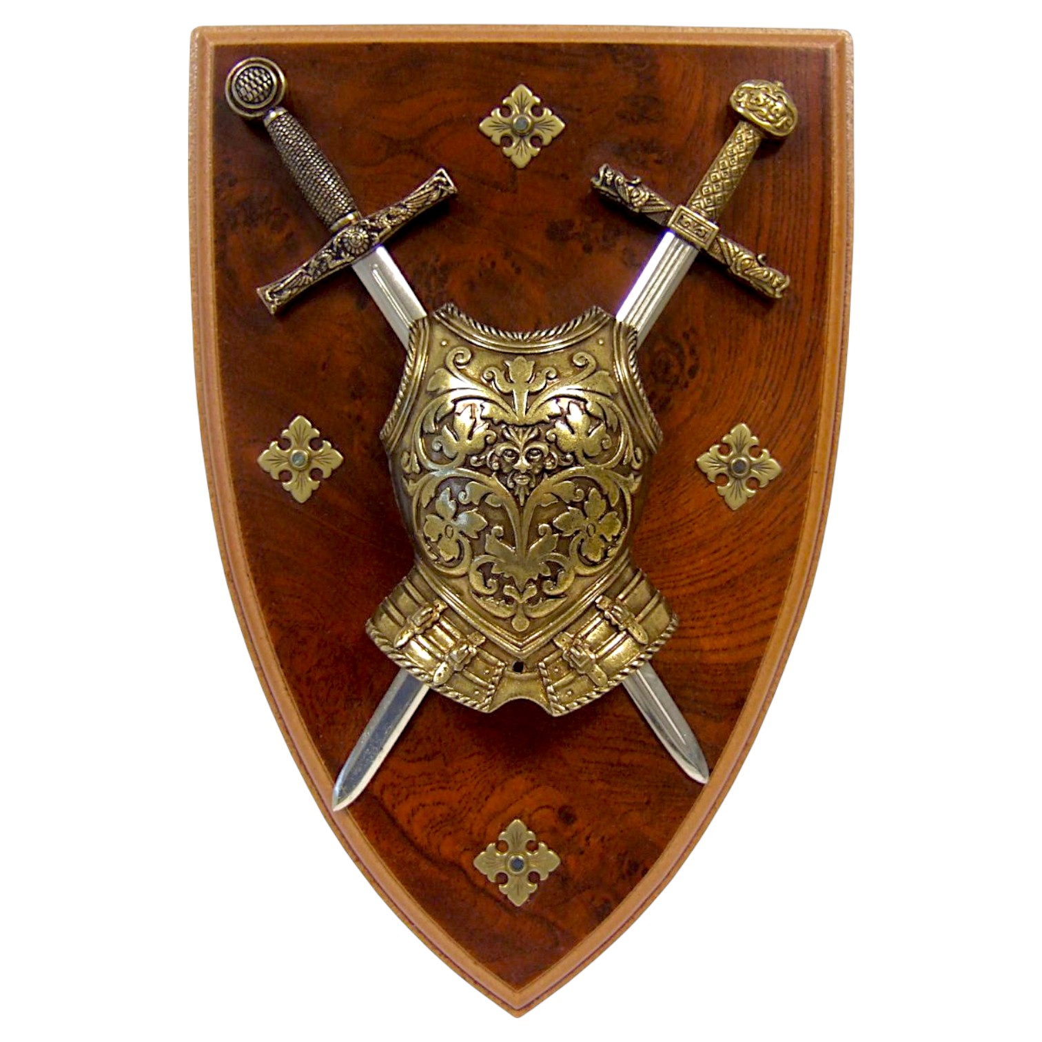 Panoplia con coraza y 2 espadas Denix