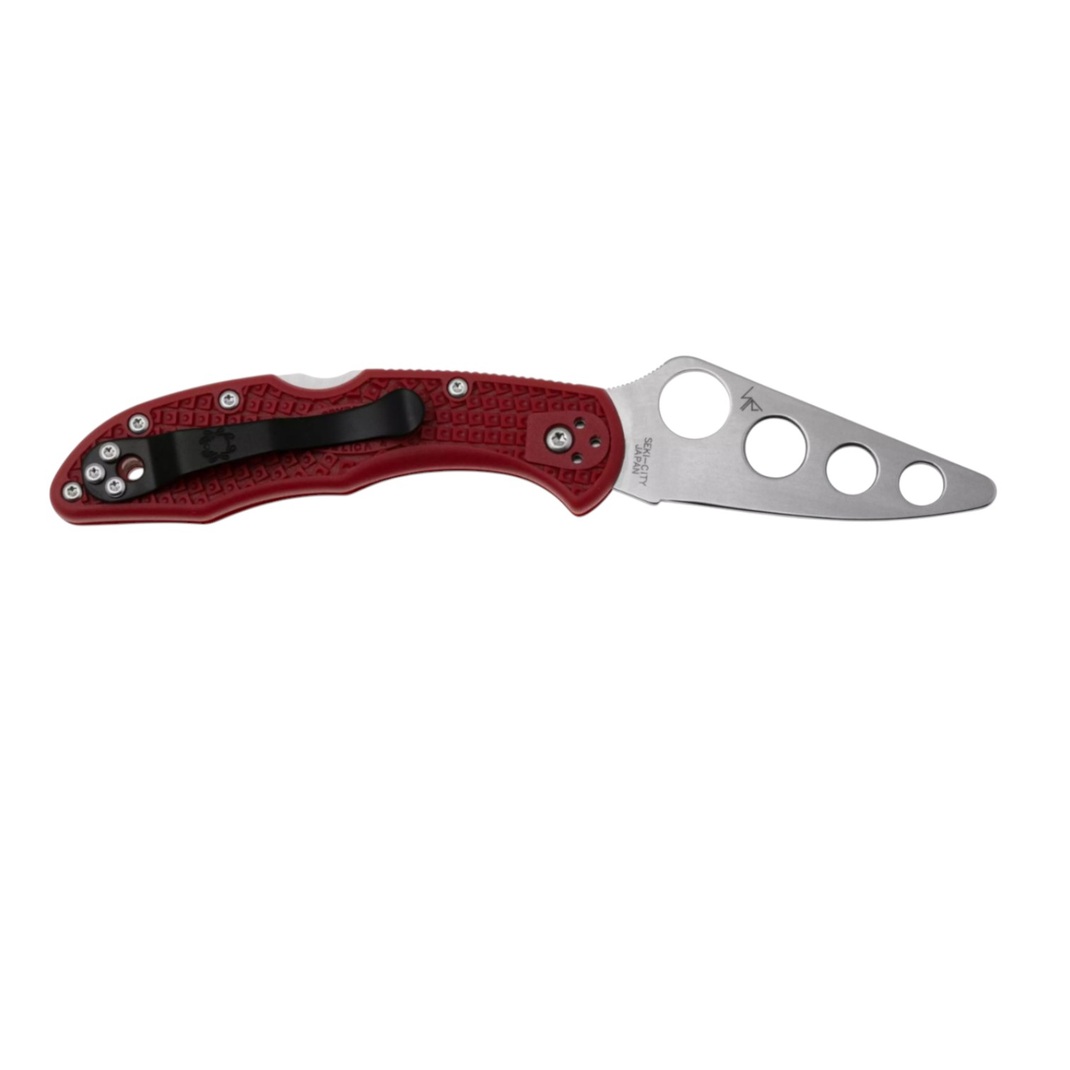 Couteau d'entraînement Spyderco Delica 4 Trainer C11TR, lame émoussée, manche en FRN rouge
