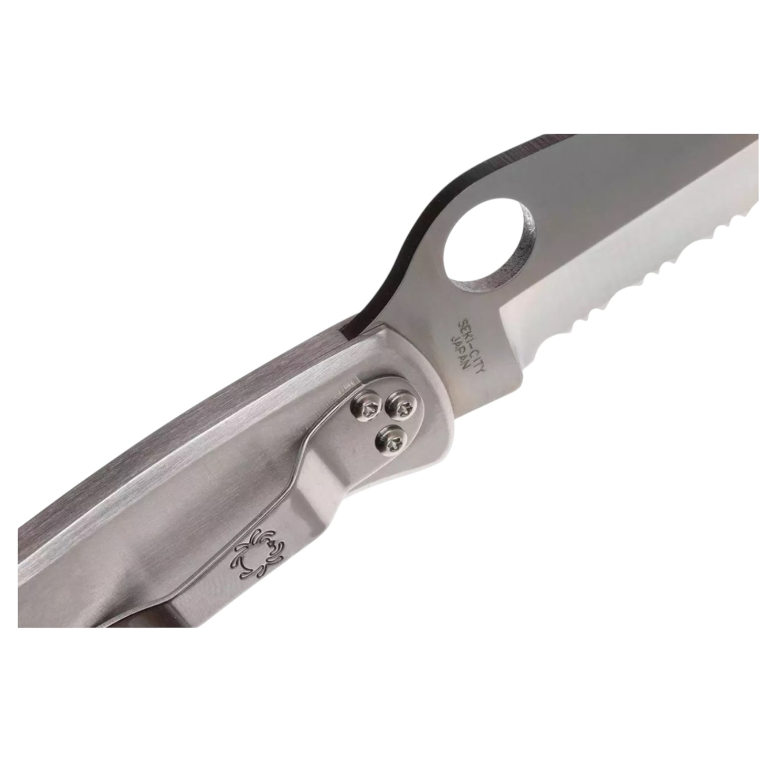 Spyderco Police stainless steel C07S, knife with VG10 serrated blade and stainless steel handle