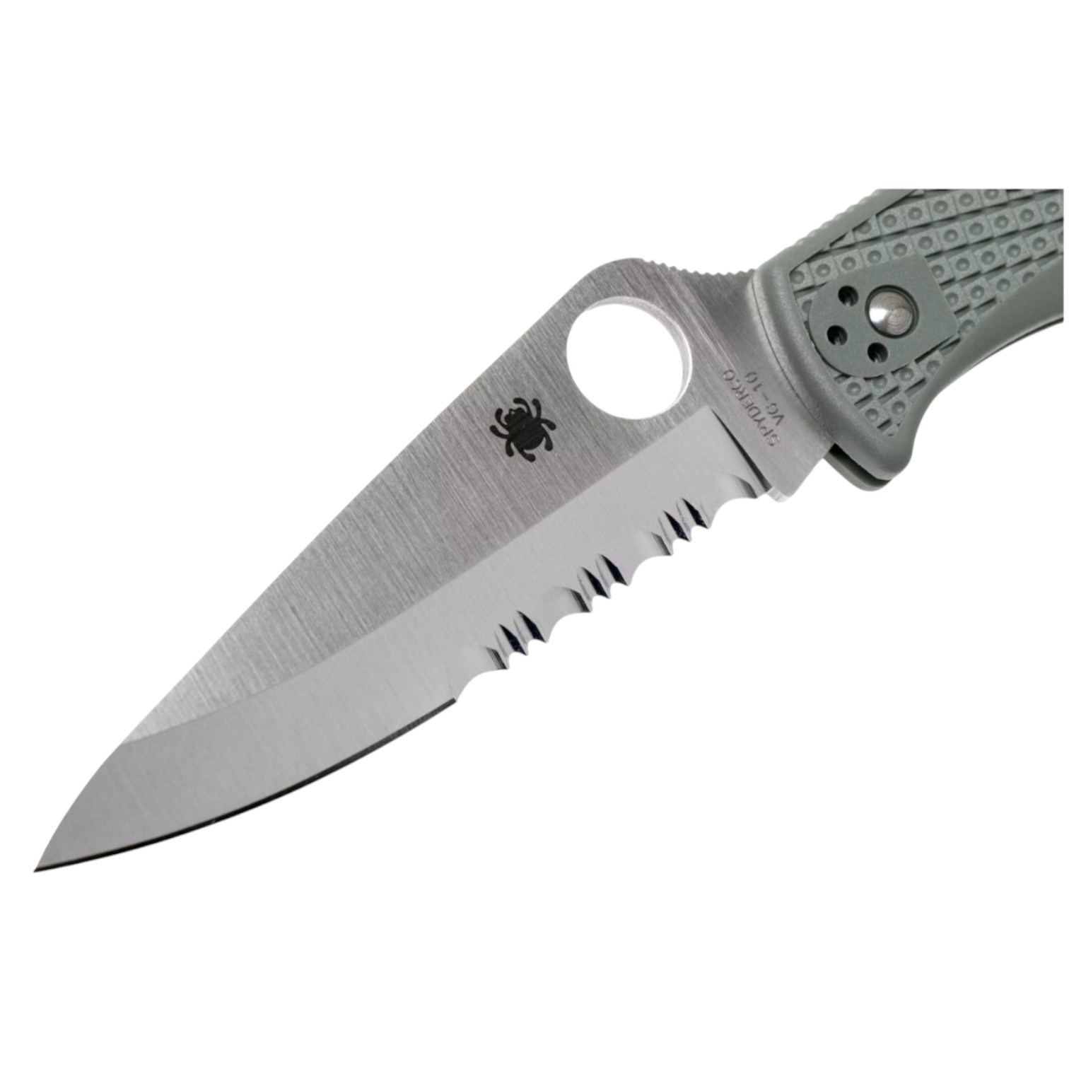 Spyderco Endura 4 C10PSFG, knife with VG10 blade with semi-serrated edge and green FRN handle
