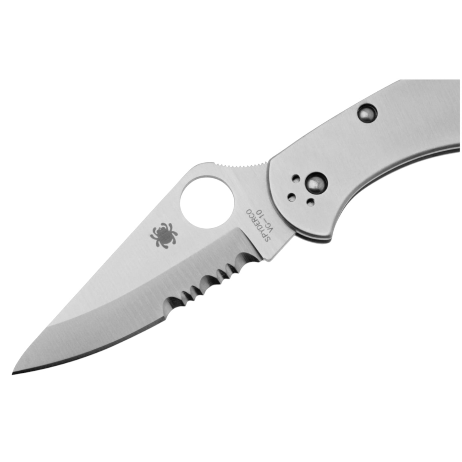 Couteau de poche Spyderco Delica 4 en acier inoxydable C11PS, VG10, à lame semi-dentelée et manche en acier inoxydable