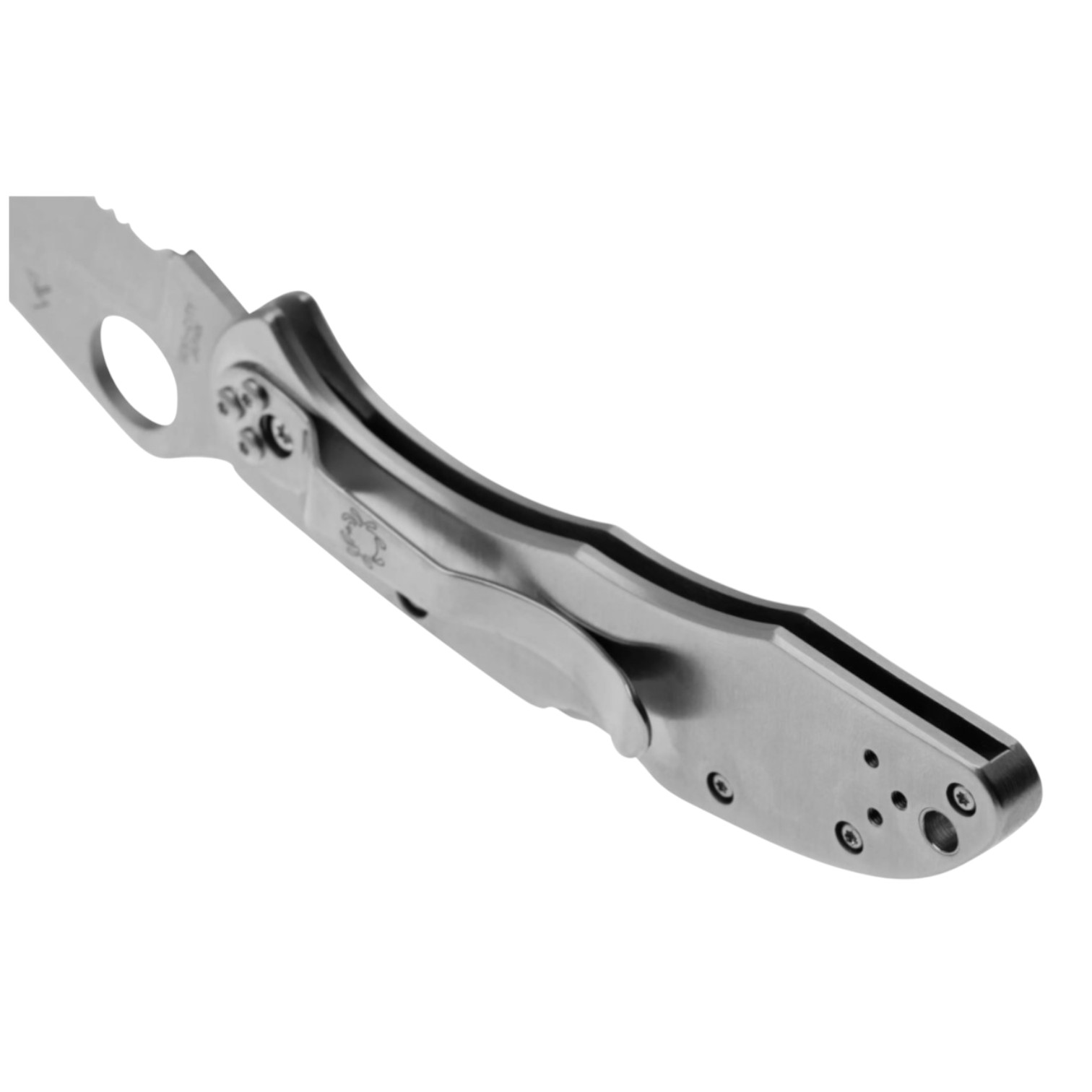 Couteau de poche Spyderco Delica 4 en acier inoxydable C11PS, VG10, à lame semi-dentelée et manche en acier inoxydable