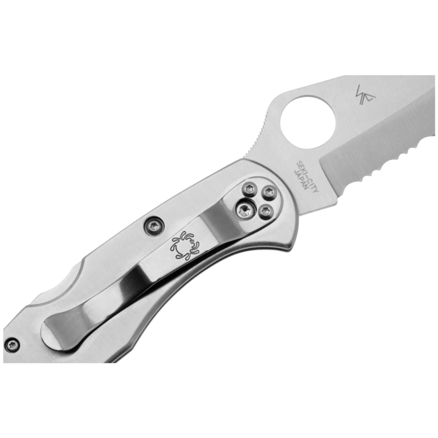 Couteau de poche Spyderco Delica 4 en acier inoxydable C11PS, VG10, à lame semi-dentelée et manche en acier inoxydable