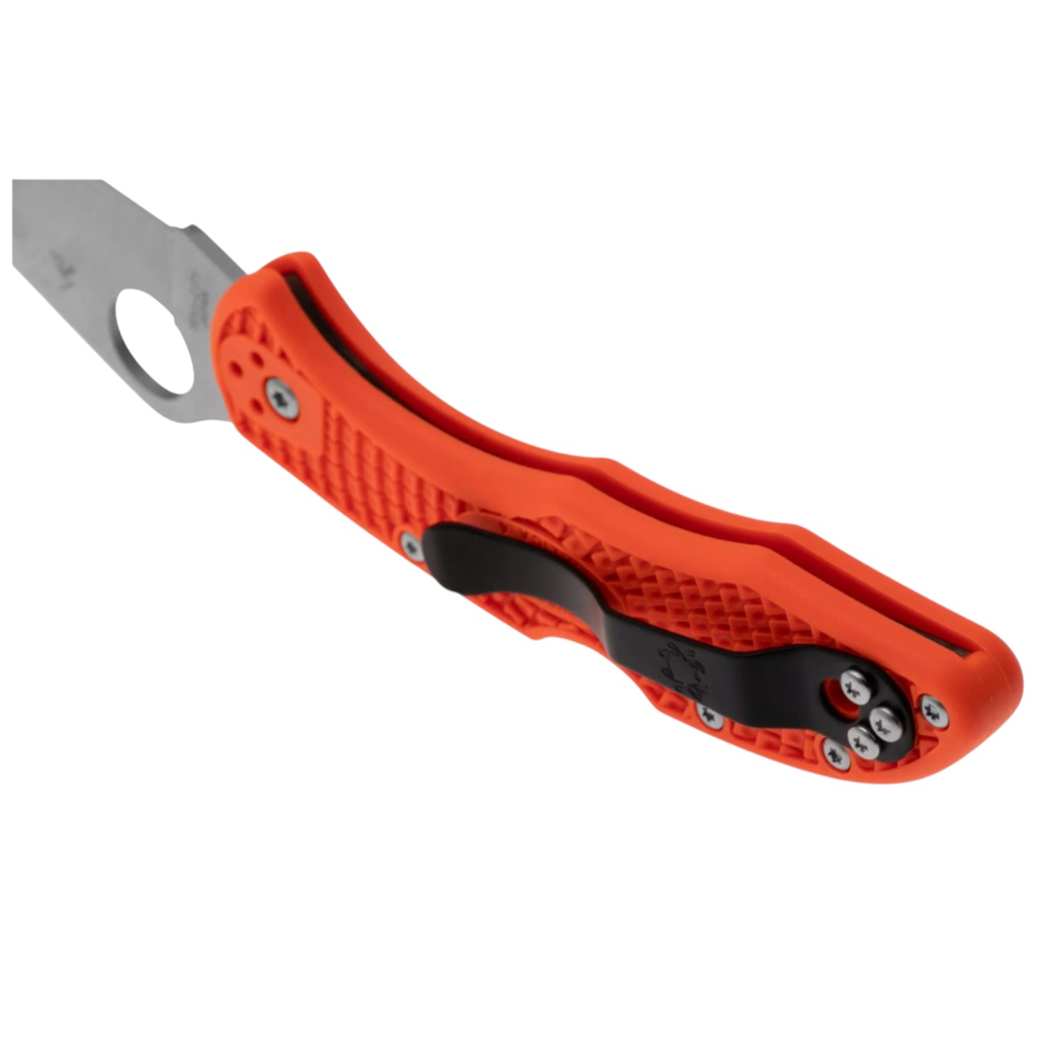 Spyderco Delica 4 C11FPOR, VG10 flat edge knife with orange FRN handle