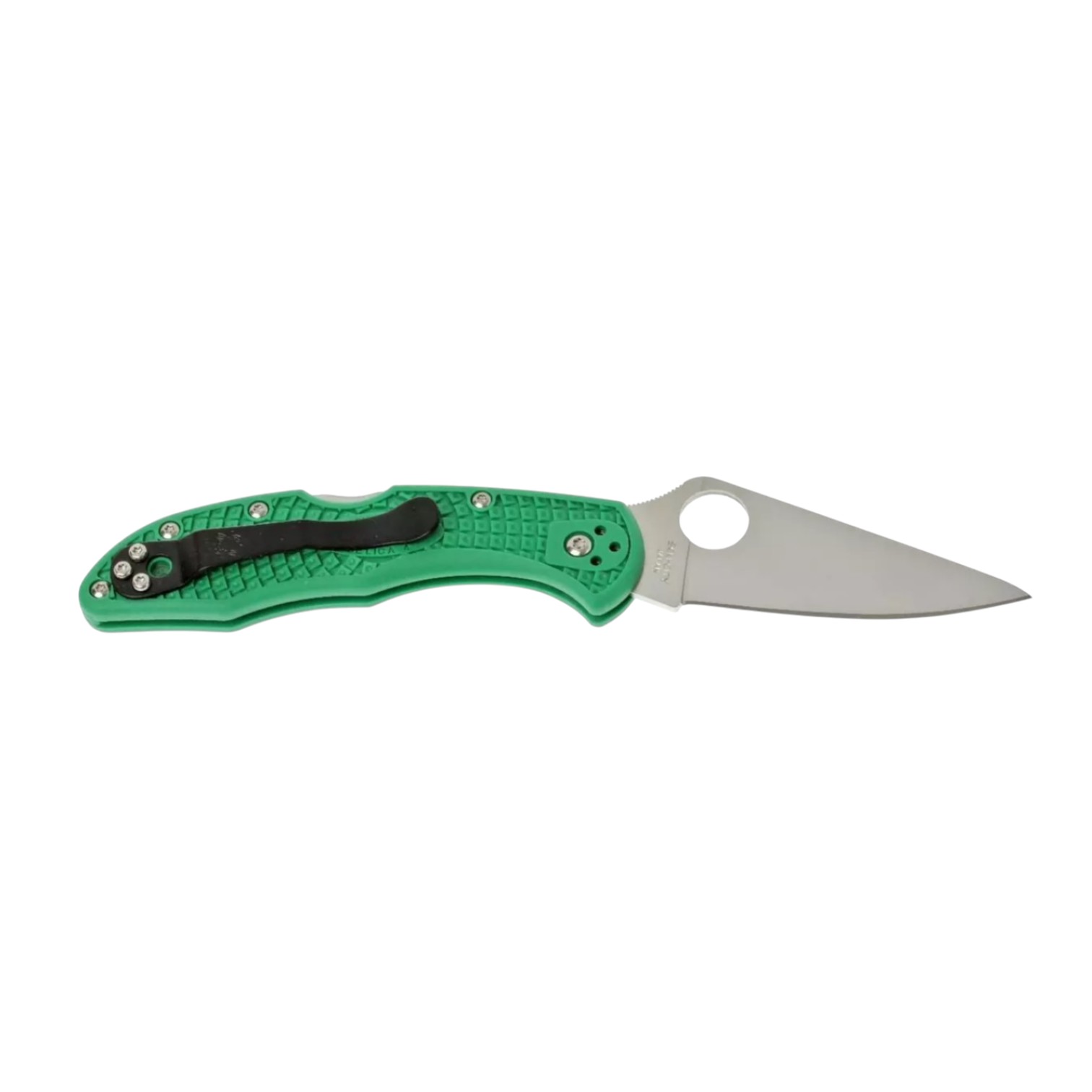 Spyderco Delica 4 C11FPGR, VG10 flat edge knife with green FRN handle